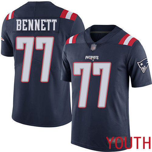 New England Patriots Football #77 Rush Vapor Limited Navy Blue Youth Michael Bennett NFL Jersey->new england patriots->NFL Jersey